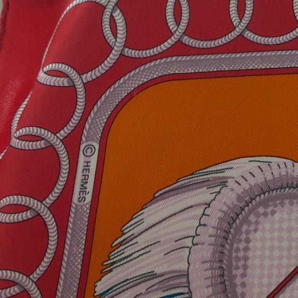 Hermès 25’ Silk Square Orange & Fuschia w/Box - Picture 4 of 8